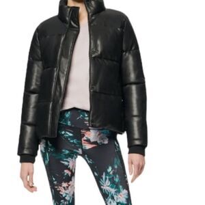 Faux Leather Puffer Jacket M 8-10 Marc New York